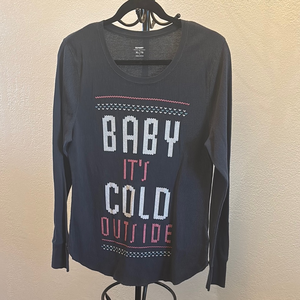 Old Navy Blue and White Long Sleeve Tee